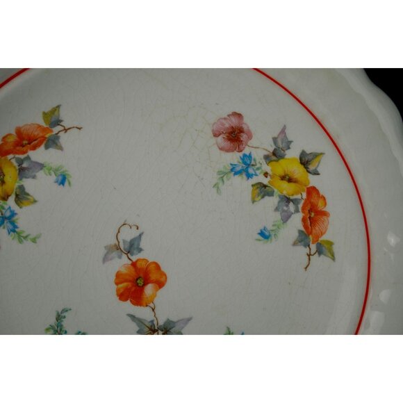 Unmarked Vintage Large Floral Serving Platter Ceramic - Picture 6 of 7
